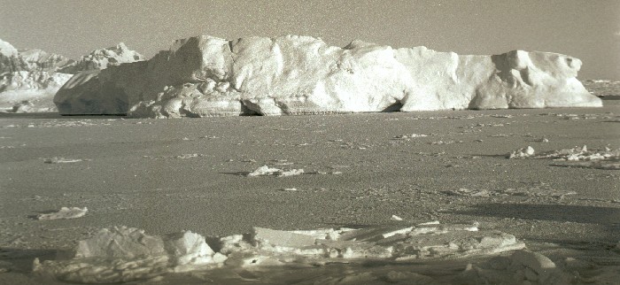 An ice berg in sea-ice off Rothera Point in Winter.