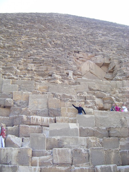 Me at the bottom of one of the main pyramids - it is truely huge and all the blocks are huge too!