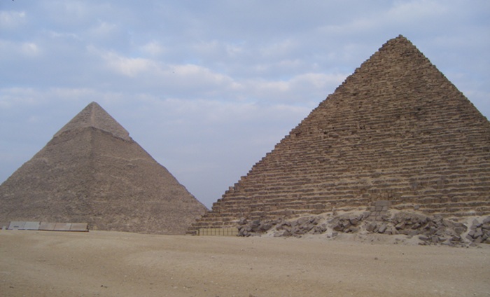 One of the older pyramids and one of the main ones, where you can see how it was originally covered with an additional smooth layer.
