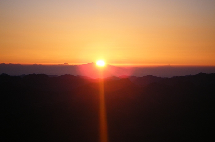 Sunrise seen from the top of Mount Sinai.