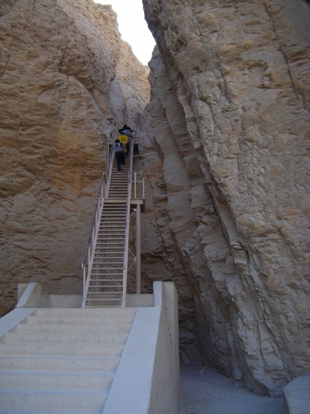 The steep climb up to the tomb of Tuthmosis III in the Valley of the Kings at Luxor. You can't take photos inside of the tombs. This was the most well hidden of all the tombs in the Valley.