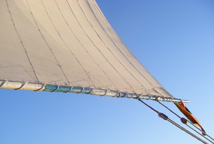The clew of the sail on the felucca we sailed down the Nile from Aswan to Luxor on.