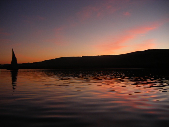 Another felucca heading down the Nile at the end of our first day on the Nile.
