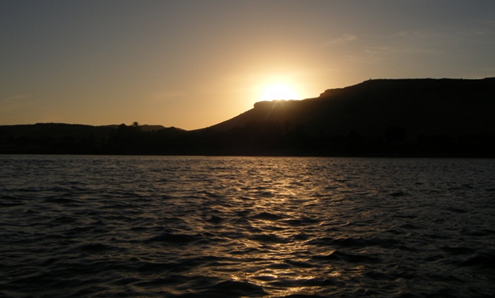 Sunset on the first day of our trip down the Nile on a felucca.