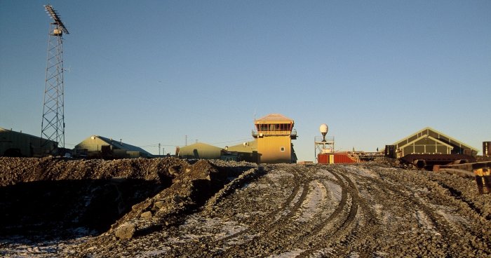 The southern end of the base early in the morning in March.