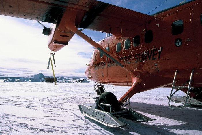A Twin Otter on the apron at the end of summer.