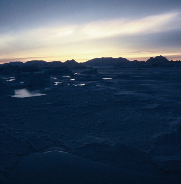 The view west to the mainland of the Antarctic Peninsula from Rothera.