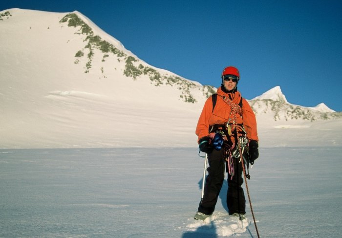 Me all kitted up to go and climb a mountain called Point 762 during my first winter trip at Rothera.
