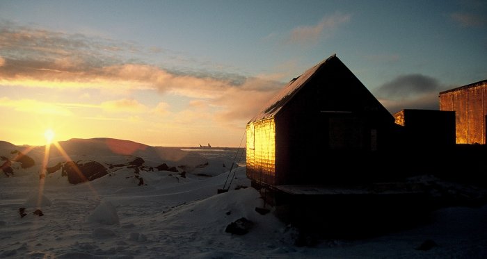 Buildings at Carvajal at sunset.