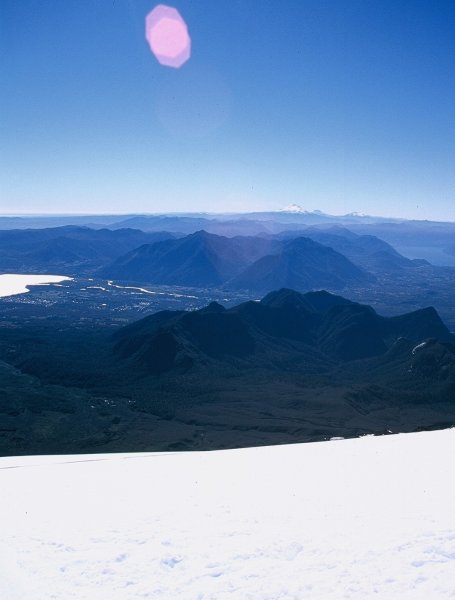 Pucon seen from the top of the volcano.