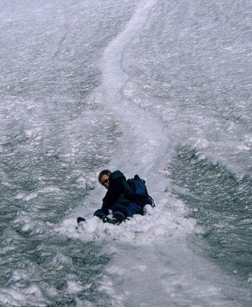 Rich coming down the volcano much quicker than when we climbed up.
