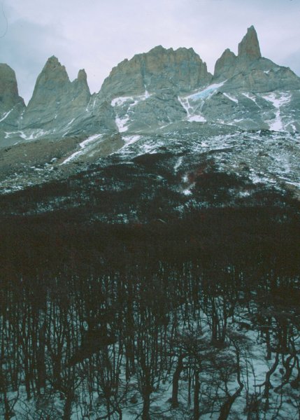 The towers seen from the next valley along from where they're normally seen from. It was quite wintery by the time that we were there - a couple of times I wished that I had crampons with me.