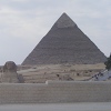 The Sphinx and the pyramids at Giza, Cairo.