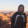 A cold Giffen on top of Mount Sinai after sunrise.