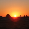 Pretty colours and rocks at sunset in the White Desert.