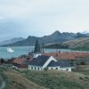 Grytviken whaling station on South Georgia. A cruise ship is anchored in Cumberland Bay.