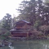 A traditional tea house in a garden  in the Imperial Palace grounds.