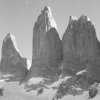 The towers in Torres del Paine National Park, Chile, seen from the lake at their foot, above Los Torres (?) campsite and refuge. There was lots of snow up at this height and I was slipping and sliding on my way up without crampons. There were a couple of Japanese buisiness men in suits up there too who had walked up during the break in their conference at the refuge.